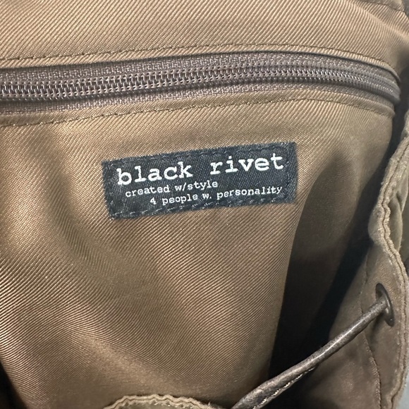 Black Rivet Leather & Waxed Canvas  backpack size Medium - Picture 7 of 9